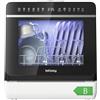 IsEasy Mini Lavastoviglie da Tavolo, con Funzione di Addolcimento Dell'acqua, Lavastoviglie portatile da 5L, 7+3 Programmi, Touch Control e Display LED, Ideale per Cucine, Apt e Dormitori