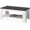 Habitdesign Tavolino con portariviste, Tavolo elevabile, tavolo da pranzo, Rifinito in Artik White e Oxide, Misure: 102 cm (Lunghezza) x 43/54 cm (Altezza) x 50 cm (Profondità)