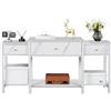 GuannCraft Tavolo d'ingresso con 3 cassetti in legno, moderno consolle per il foyer, organizer per il corridoio, moderno tavolo d'accento con ripiano inferiore (bianco marmo)