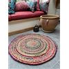 Second Nature Online Commercio equo e solidale, tappeto rotondo intrecciato di stracci in cotone 60 cm iuta multicolore tappetino Chindi