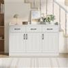 Wiuzo Credenza 120x35x80cm, armadio per soggiorno, armadio per ingresso con 3 cassetti e 3 ante, armadio con maniglie e ripiani regolabili, design a righe, bianco
