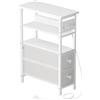 HOOBRO Tavolino Stretto con Stazione di Ricarica, Cassetti in Tessuto, Comodino Sottile con Ripiani Portaoggetti, per Soggiorno, Camera da Letto, Piccoli Spazi, Bianco EWT132CBZ01