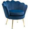 HOMCOM Poltrona a Conchiglia, Poltroncina Vintage, Poltroncina da Camera e Salotto, Design Elegante, con Schienale Alto, 76x67x74cm, Blu