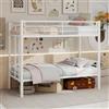 YEHTOKHOME Letto a castello 2 posti 90 x 190 in metallo, trasformabile in 2 letti separati con scala antiscivolo, barriere di sicurezza, per adolescenti (senza materasso)(bianco, B)
