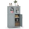LIFEZEAL Mobiletto da Pavimento per Bagno con 4 Porte e 3 Ripiani Regolabile, Mobile Contenitore da Terra per Cucina e Soggiorno 60x30x108 cm Bianco (grigio)