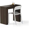 Mobili Fiver, Tavolo da pranzo Evolution 90x40, Noce Scuro con Due Gambe, per 1 persone, Tavolo Da Pranzo Moderno Cucina, Made in Italy
