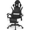 Ferghana Sedia da Gaming Ergonomica,Sedia Gaming in Tessuto Tecnologico,Sedia da Ufficio con Massaggio,Cuscino Primaverile,Poggiatesta,Braccioli, Ampio Sedile Piatto,Poltrona Ufficio,Nero