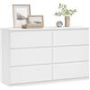 WOLTU Cassettiera Camera da Letto, Mobile Ingresso con 6 Cassetti, Salvaspazio e Moderno per Soggiorno, Corridoio, in Legno, 120x40x75 cm, Bianco