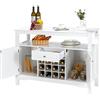 LIFEZEAL Credenza Cucina, Mobile Soggiorno, Madia, Armadietto, Bianco, con Cassetto, 2 Ante, 2 Ripiani, 12 Portabottiglie Rimovibili, Moderno, per Salotto, Sala da Pranzo, Bar, Legno, 117x40,5x85,5cm