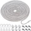 Jeesblsy Catena di Perline in Acciaio Inox 2,4 mm Catene di Sfere di Ferro Regolabile con Connettori e Pinze Abbinate per DIY La Creazione di Gioielli Braccialetto Collana(15 Metri/Argento)