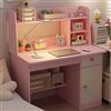 XHEILZOP Scrivania Bambini Rosa con Libreria e Cassetto, Scrivania da Studio in Legno con Scaffali e Armadietto, Piccola Scrivania per Computer Salvaspazio per Ragazzi, Studenti, Camera da Letto