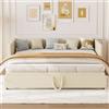 Syeklaoo Divano letto estensibile 90/180 x 200 cm, letto matrimoniale pieghevole, letto imbottito in velluto con rete a doghe, letto per ospiti,per soggiorno,camera da letto (Beige,90/180×200cm)