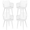 JIJIAN Set di 4 Sedie Sala da Pranzo, Sedie con Braccioli in Plastica PP con Gambe in Metallo, Sedia Leisure Moderna per Sala da Pranzo, Soggiorno, Cortile, Giardino, Bianco