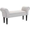 HOMCOM Panca Scarpiera con Braccioli Arrotolati, Panca Imbottita per Ingresso, Mix Grigio Bianco, 102x36x51cm