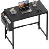 HLFURNIEU Scrivania Piccola, 80 x 50 cm Scrivania Ufficio con Borsa Portaoggetti, Tavolo da Lavoro per Ufficio Domestico, Soggiorno, Piccoli Spazi, Struttura Metallica, Nero