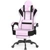Ferghana Sedia da Gaming Ergonomica,Sedia Gaming in Tessuto Tecnologico,Sedia da Ufficio con Massaggio,Cuscino Primaverile,Poggiatesta,Braccioli, Ampio Sedile Piatto,Poltrona Ufficio,Rosa