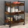 Homgoday Carrello da cucina in rovere affumicato 50 x 30 x 70 cm, in legno ingegnerizzato, scaffale portaoggetti, carrello portaoggetti da cucina, organizer multiuso per cucina, camera da letto,