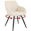 WOLTU Sedia da Pranzo Girevole, Sedia da Cucina Ergonomica Imbottita in Velluto con Gambe in Metallo, Poltrona per Salotto, Ufficio, Camera da Letto, Balcone, Beige,