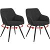 WOLTU Set di 2 Sedie da Pranzo Girevoli, Sedie da Cucina Ergonomiche Imbottite in Velluto con Gambe in Metallo, Poltrone per Salotto, Ufficio, Camera da Letto, Balcone, Nero,