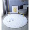 LYKEJI Tappeto Rotondo in Peluche per Soggiorno, Tappeto Rotondo per Ragazza Tappeto Rotondo Moderno in Peluche Comodo Tappeto Antiscivolo per Camera da Letto(140cm X 140cm, bianco)