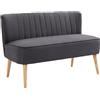 HOMCOM Divano 2 Posti in Tessuto Effetto Lino Senza Braccioli Design a Righe, Divanetto 2 Posti Imbottito Salvaspazio Moderno con Gambe in Caucciù per Soggiorno Salotto, 117x56.5x77 cm, Grigio Scuro