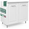 Shally Dogan Mobile Base per Cucina con Due Ante e Due Scomparti Design Boiserie, Mobiletto con Struttura in Legno Robusta e Resistente, Mobile Componibile, 80 x 50 x 85H cm (Bianco)