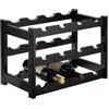 Baroni Home Cantinetta Portabottiglie in Legno, 3 Ripiani per 12 Bottiglie, Espositore Vino per Cucina, Bar e Cantina, Facile da Montare, 24x46x30 cm (Nero)