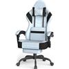 Ferghana Sedia da Gaming Ergonomica,Sedia Gaming in Tessuto Tecnologico,Sedia da Ufficio con Massaggio,Cuscino Primaverile,Poggiatesta,Braccioli, Ampio Sedile Piatto,Poltrona Ufficio,Azzurro