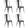 Homewell Set di 4 sedie per sala da pranzo, industriali, stile vintage, per bar, caffè e terrazze, impilate in metallo, schienale alto (4, grigio scuro)