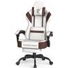 Ferghana Sedia da Gaming Ergonomica,Sedia Gaming in Tessuto Tecnologico,Sedia da Ufficio con Massaggio,Cuscino Primaverile,Poggiatesta,Braccioli, Ampio Sedile Piatto,Poltrona Ufficio,Beige-Marrone