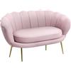 HOMCOM Divanetto 2 Posti in Tessuto Effetto Velluto, Piccolo Divanetto Vintage con Braccioli, Moderno, Seduta Imbottita per Camera da Letto e Soggiorno, 130x77x77cm, Rosa