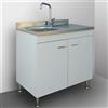 Yellowshop | Mobile cucina sottolavello a 2 ante cm 80 colore Bianco completo di lavello inox serie Basic (Versione Dx)