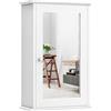 LIFEZEAL Mobiletto Bagno Salvaspazio con Specchio da Parete, Armadietto, Mobile, Amadio, Pensile Bagno Sospeso da Muro, Apertura Bidirezionale, con 2 Ripiani, Moderno, Salvaspazio, 34x15x53cm, Bianco