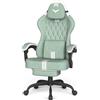 Ferghana Sedia Gaming Ergonomica - Supporto Lombare, Poggiatesta, Poggiapiedi, Altezza Regolabile, Girevole, Tessuto Lino Traspirante, Adatta anche come sedia ufficio, scrivania, PC(Verde-Bianco)