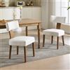 Chummaven Set di 2 Sedie Sala da Pranzo in Legno Lino, Sedie Cucina Imbottite Mid Century Modern con Schienale Curvo, Sedie da Pranzo Retrò Senza Braccioli per Soggiorno Ristorante, Crema