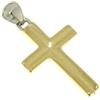 generico CIONDOLO CROCE IN ORO GIALLO E BIANCO 18K, 750, SQUADRATA, LISCIA A TUBO INCAVATO, LUNGHEZZA 4.1 CM, MADE IN ITALY.