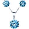 Yumilok-Collana con ciondolo da donna semplice e alla moda in argento sterling S925 con zirconi esagonali e zirconi (blu)