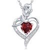 FANCIME Amore Rosa Cuore Collana in Argento Sterling 925 Granato Collana Gennaio Birthstone Collana, Regali di Compleanno di Gioielli per Donne/Lei/Ragazza/Madre/Fidanzata/Moglie, 40+5cm