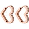 Purelei Orecchini Glitter Heart (oro rosa), in acciaio inox durevole con pietre preziose, orecchini a cerchio a forma di cuore, lunghezza 16 mm, larghezza 17 mm, Acciaio inossidabile