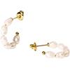 Purelei Organic Pearl - Orecchini a cerchio in acciaio inox con vera perla d'acqua dolce, placcati in oro 14 K/18 K, 23 mm, eleganti gioielli di perle da donna, normale, Acciaio inossidabile, abalone