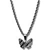 CRBNCNCPT® Collana con Ciondolo Farfalla in Fibra di Carbonio | Catena in acciaio inossidabile nero | Catena di corda | Collana Nobile | Gioielli da uomo