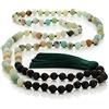LAMARE - Japa Mala buddista - Collana/Bracciale da 108 Perline per meditazione e Yoga (8 mm, Amazonita e Lava)