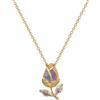 UNGUGU Collana con Fiore di Tulipano Placcato Oro Gioielli Floreali,Collana in Acciaio al Titanio E Calcedonio con Zirconi Cubici(Fiore di Tulipano)
