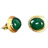 WORLD WIDE GEMS Orecchini a bottone in giada verde naturale di rara qualità in argento sterling 925 placcato oro | orecchini a bottone ovali, stile minimalista per donna | WW_VSTD_0007
