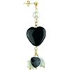 IN LEBOLE Orecchino Singolo Mix & Match Cuore Nero Pietra Perla