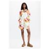 Desigual, Camicia stampata a fiori, Donna, Bianco, L