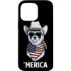 Merica USA Patriotic Cute Funny 4th of J Custodia per iPhone 14 Pro Max Furetto Bandiera Americana Bandana Cowboy Hat Cool Occhiali da Sole