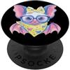 Girly Animal Lover Whimsical Portrait Gr Carino Pipistrello Pastello Fantasy Personaggio Animale Grafica Rosa PopSockets PopGrip Adesivo