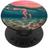Pink Seahorse Accessories Pink Seahorse Ocean Accessori per telefono Coastal Sea Art PopSockets PopGrip Adesivo