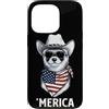Merica USA Patriotic Cute Funny 4th of J Custodia per iPhone 13 Pro Furetto Bandiera Americana Bandana Cowboy Hat Cool Occhiali da Sole